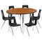 Flash Furniture 47.5 W, 48 L, 30.25 H, Chrome, Laminate, Particleboard, Plastic, Steel XU-GRP-16CH-A48-HCIRC-OAK-T-A-GG - alternate 6